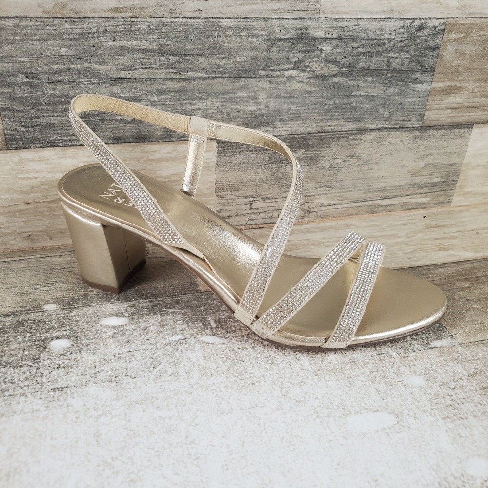 Naturalizer Vanessa 2 Womens Strappy Sandals Sz 10 M Champagne Yellow Block Heel